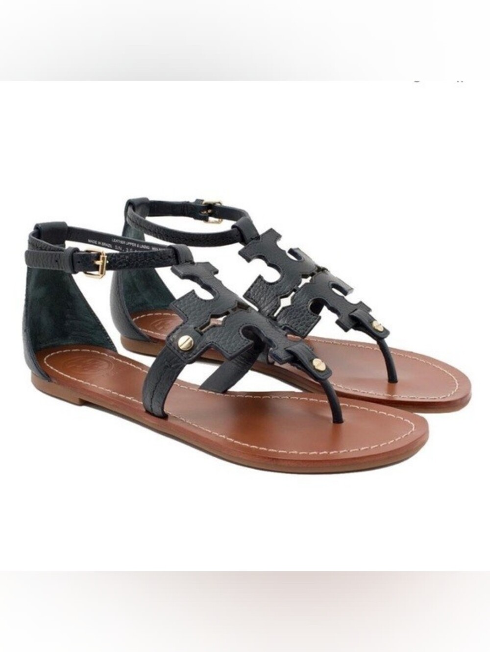 Tory Burch Phoebe Thong Sandals Black Size 9